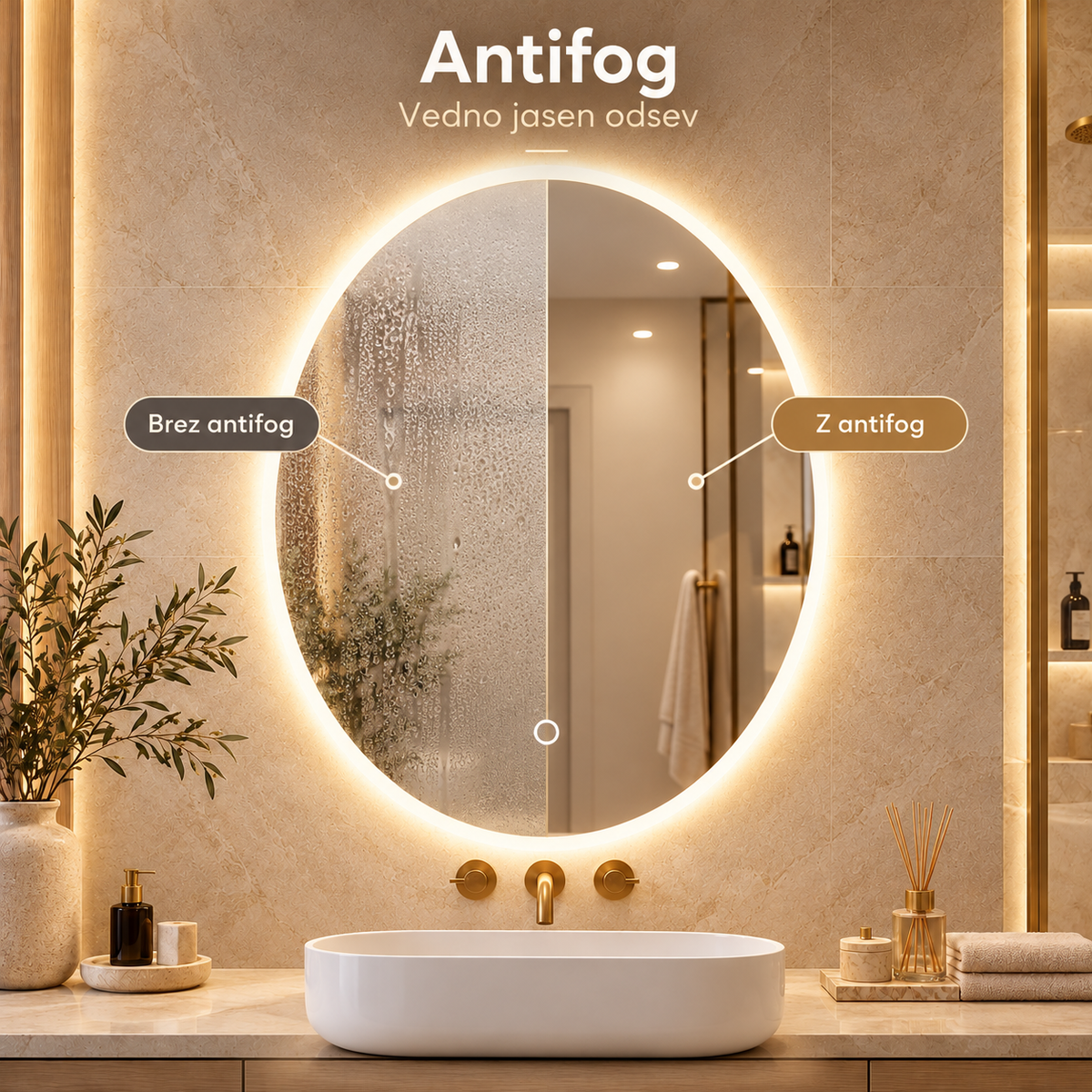 LED ogledalo S619A, 50x70cm