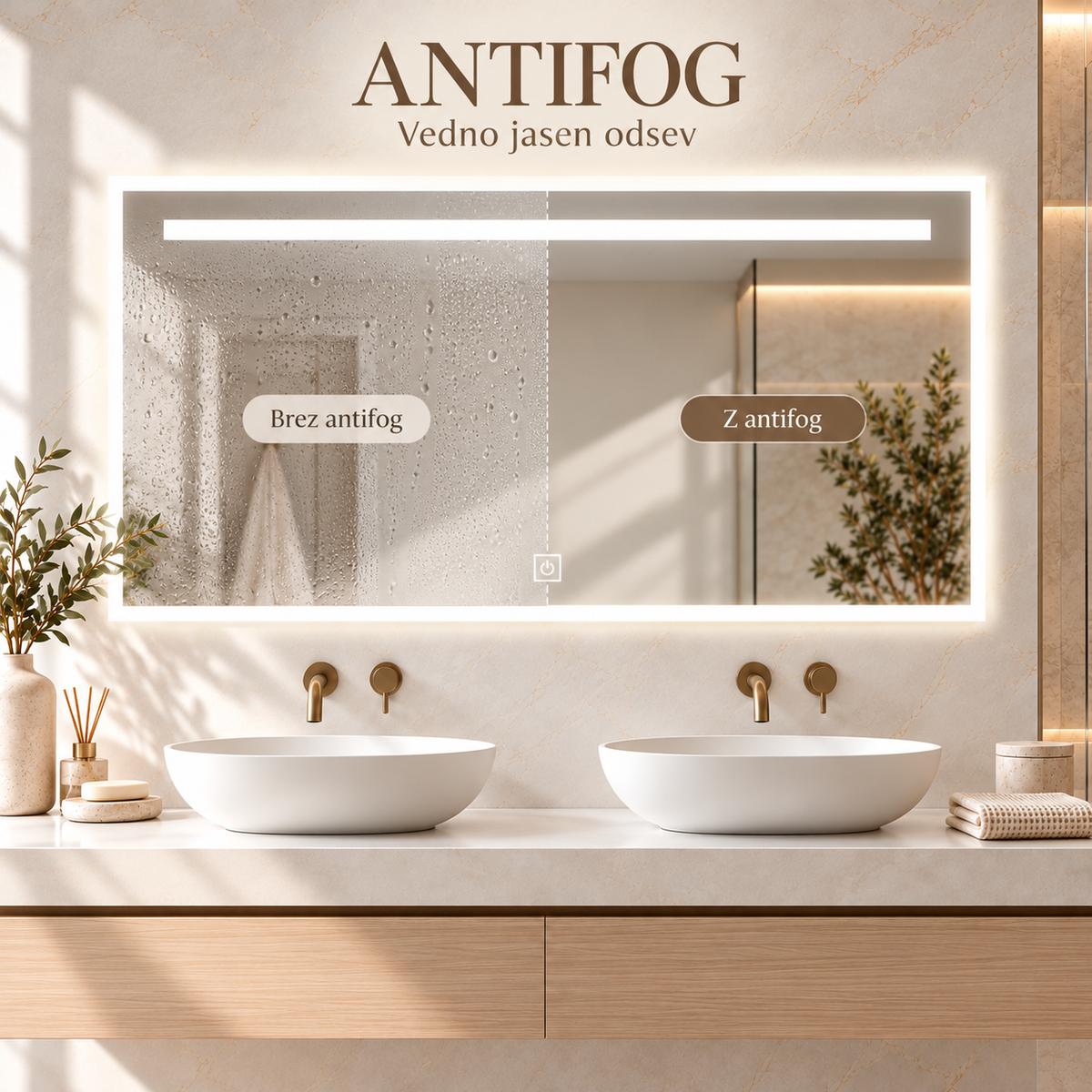 LED ogledalo S61A, 150x80cm