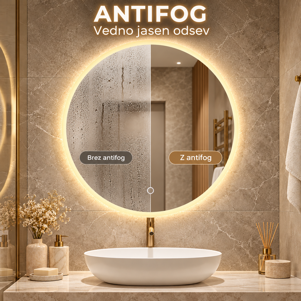 LED ogledalo S617B, fi 70cm