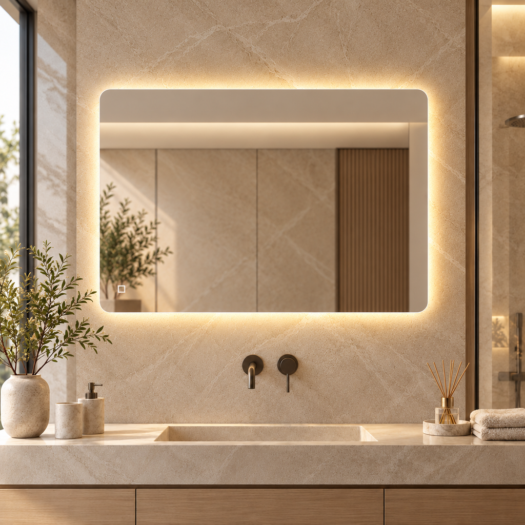 LED ogledalo S645B, 100×80 cm / 80×100 cm, ambijentalno osvjetljenje