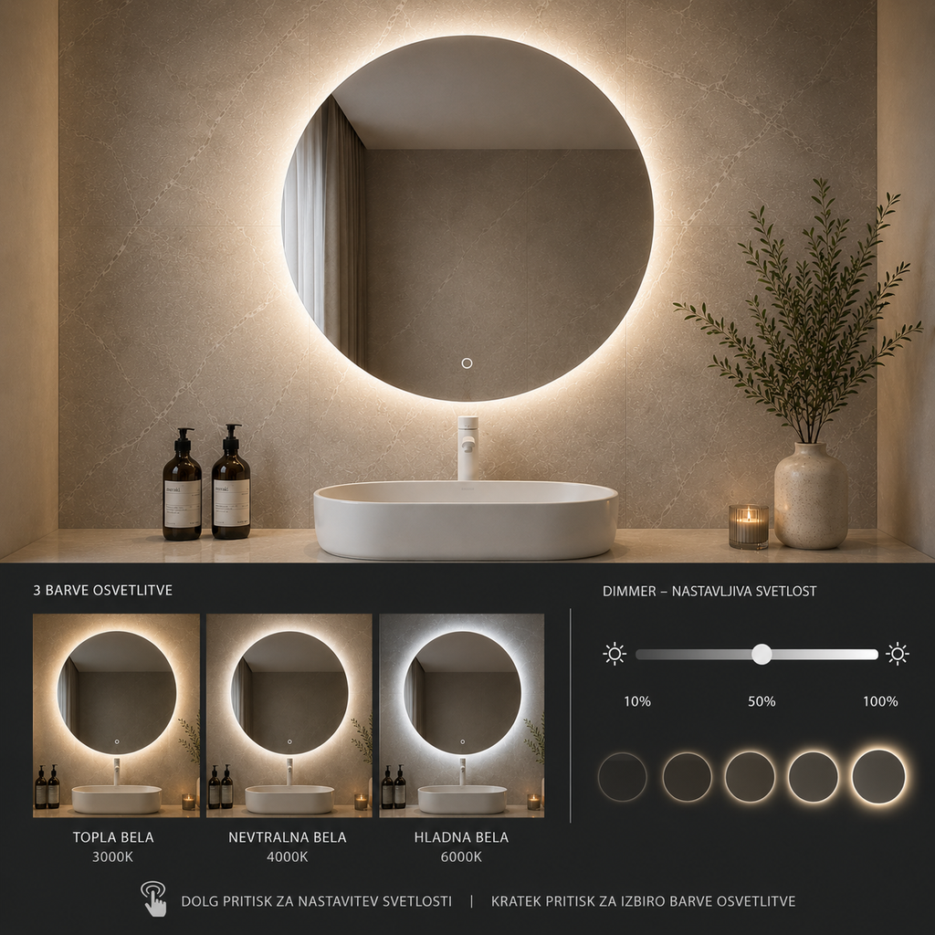 LED ogledalo S616C, fi 70cm, ambijentalna rasvjeta