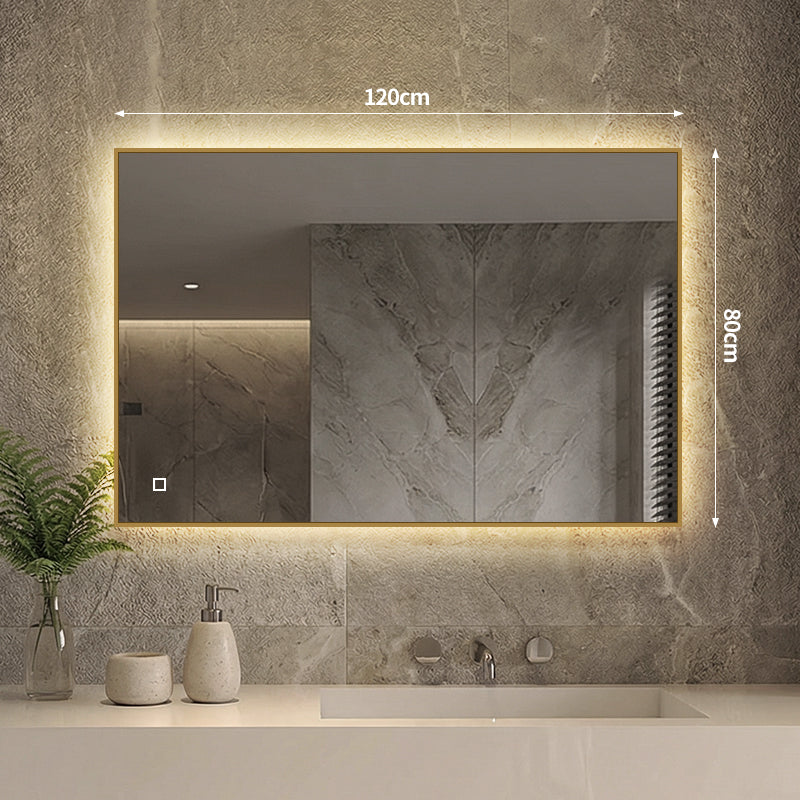 LED ogledalo S67D sa zlatnim okvirom, 120x80cm / 80x120cm, ambijentalna rasvjeta