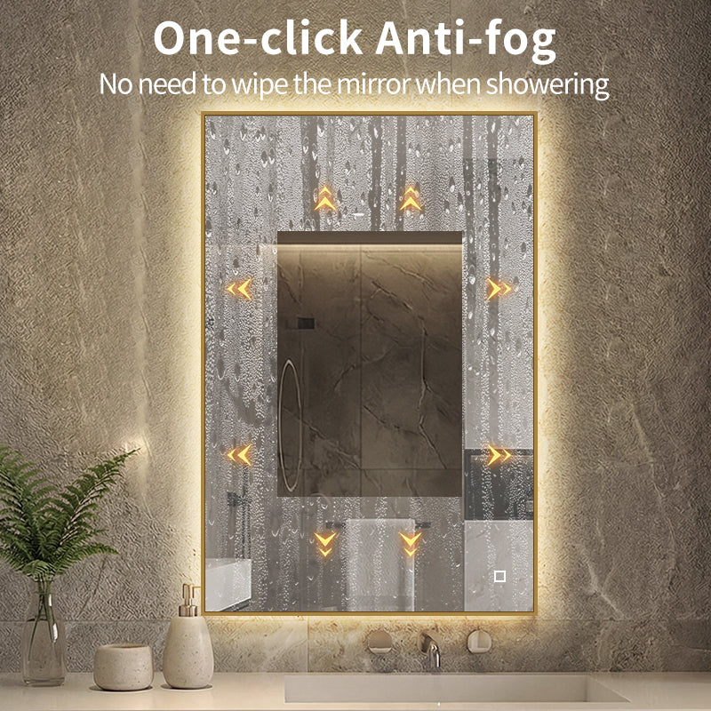LED ogledalo S67D sa zlatnim okvirom, 120x80cm / 80x120cm, ambijentalna rasvjeta