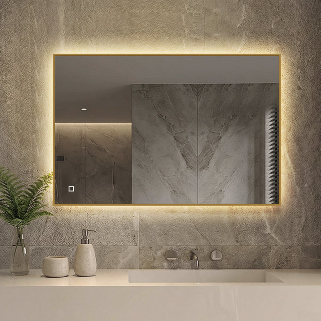 LED ogledalo S67D sa zlatnim okvirom, 120x80cm / 80x120cm, ambijentalna rasvjeta