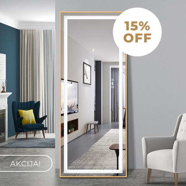 LED mirror S622A, 65x170cm, with gold frame