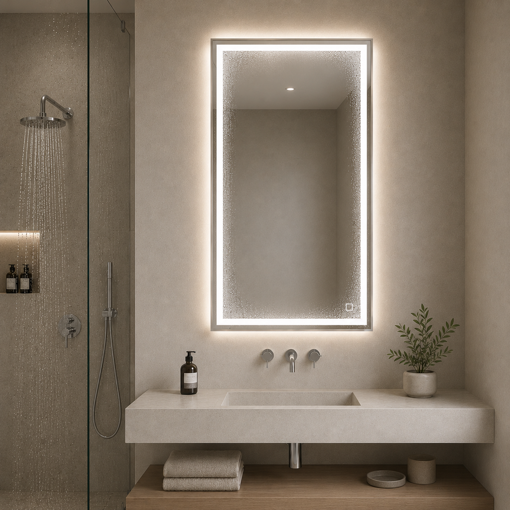 LED ogledalo S66BG z lesenim okvirjem v sivi barvi, 120x60cm / 60x120cm – 7. pogled