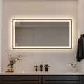 LED ogledalo S66BR z lesenim okvirjem v rdeče-rjavi barvi, 120x60cm / 60x120cm