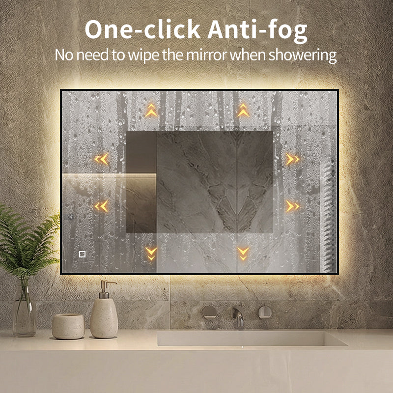 LED ogledalo S67C s crnim okvirom, 120x80cm / 80x120cm, ambijentalno osvjetljenje