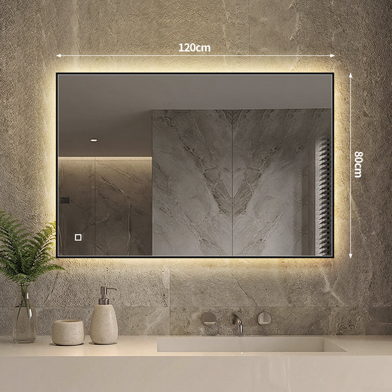 LED ogledalo S67C s crnim okvirom, 120x80cm / 80x120cm, ambijentalno osvjetljenje