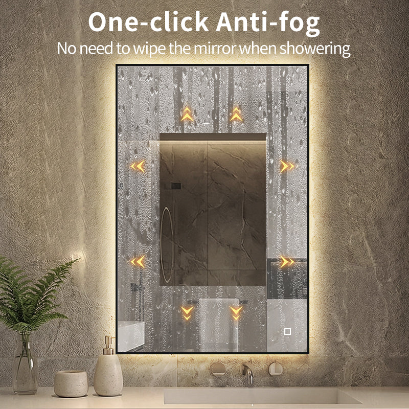 LED ogledalo S67C s crnim okvirom, 120x80cm / 80x120cm, ambijentalno osvjetljenje