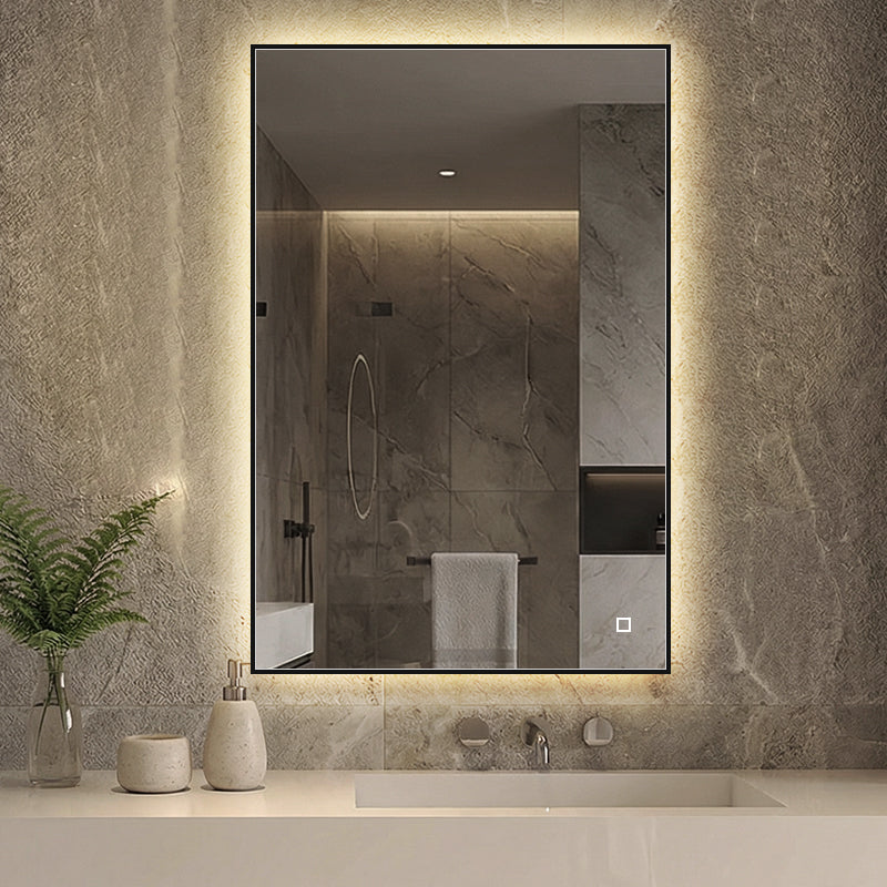 LED ogledalo S67C s crnim okvirom, 120x80cm / 80x120cm, ambijentalno osvjetljenje