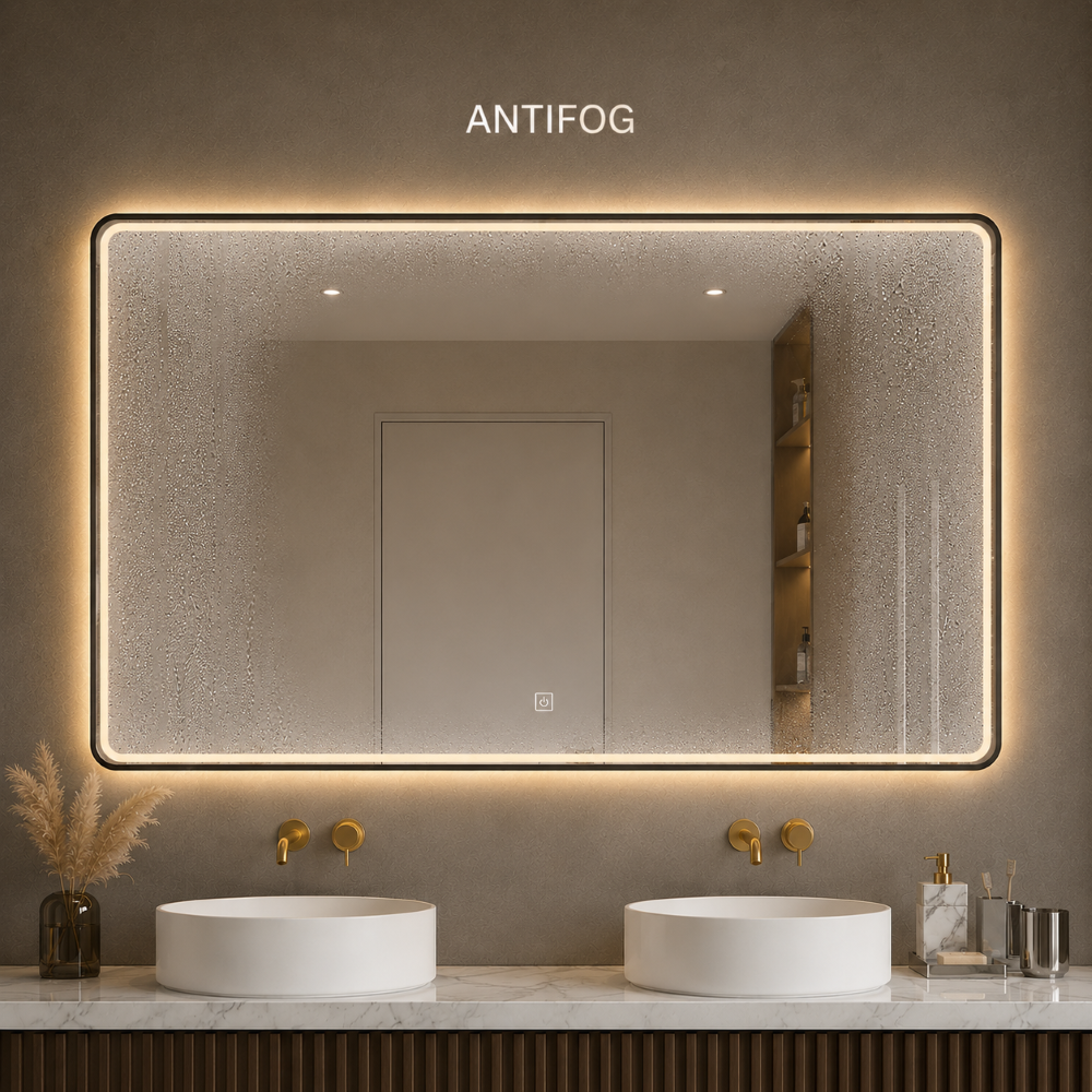 LED mirror S68B with black frame, 100x60cm / 60x100cm