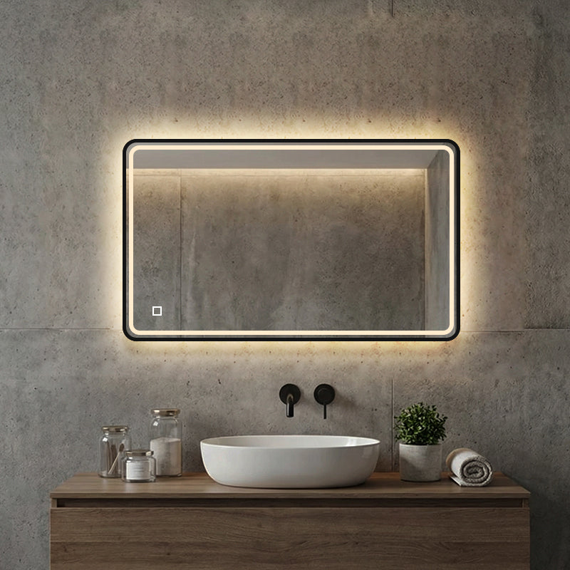 LED mirror S68B with black frame, 100x60cm / 60x100cm