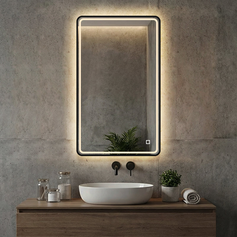 LED mirror S68B with black frame, 100x60cm / 60x100cm