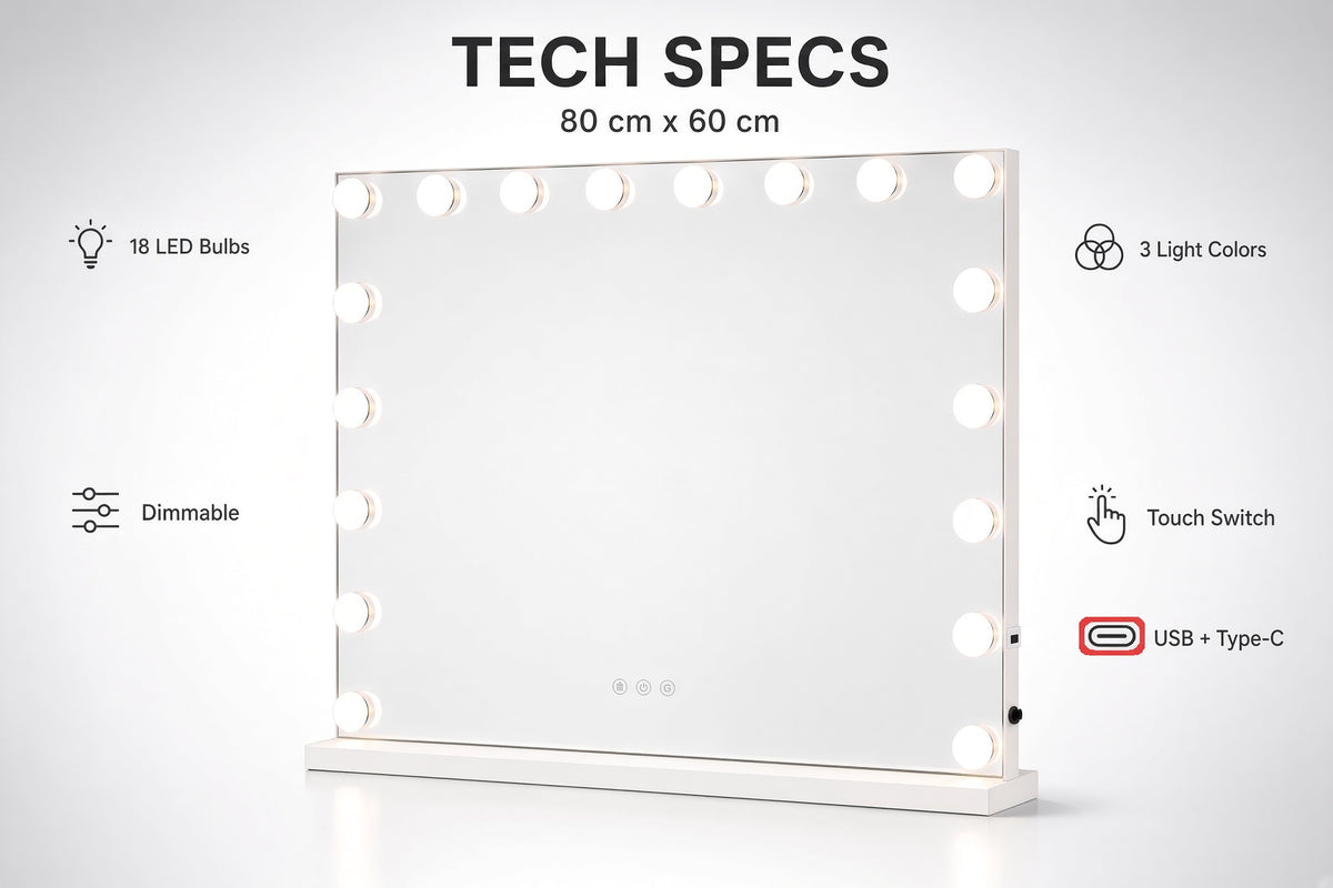 Make-up LED OGLEDALO Hollywood S6H02, 80 × 60 cm – 5. pogled
