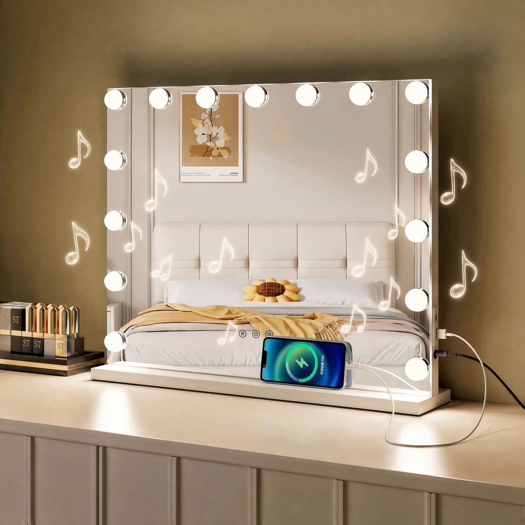 Make-up LED OGLEDALO Hollywood S6H01B, 58 × 48 cm z Bluetooth zvočnikom
