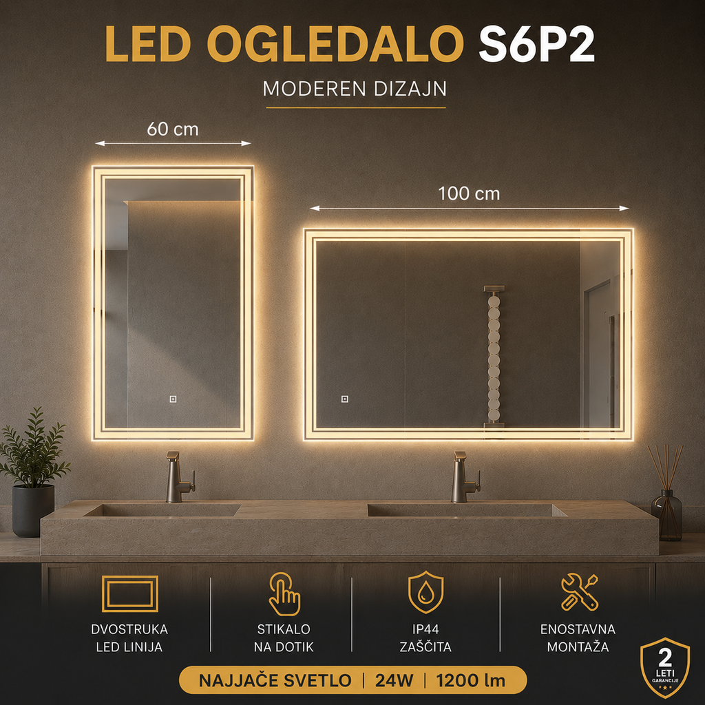 LED ogledalo S6P2, 100x60cm / 60x100cm – 7. pogled