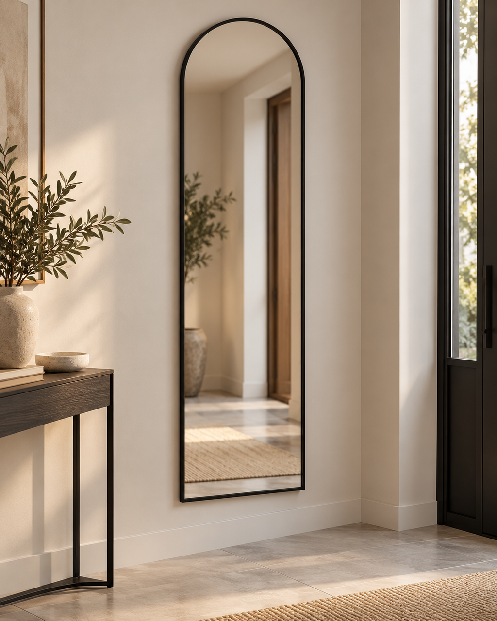 Stensko ogledalo S6ST1, s črnim ALU okvirjem 40 × 150 cm – 2. pogled
